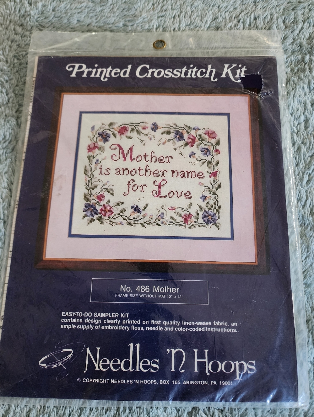 MOTHER Printed Crosstitch Kit - Purple, Pink, Green